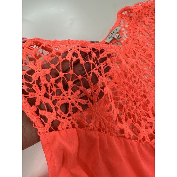 A.PEACH Top Crochet Sleeveless Flowy Peasant Boho Festival Coral Oversize Tank M - Picture 4 of 9
